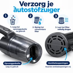 Autostofzuiger - Kruimeldief - 12V 120W - Nat en droog - Met slang, borstel en mondstuk - Zwart — thumbnail 4