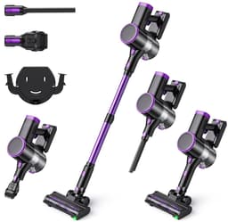 ITRONIQ Steelstofzuiger Draadloos – 30 kPa Zuigkracht – 40 Min – HEPA Filter – Groene LED – Zelfstaand – Dierenharen – Paars — thumbnail 1