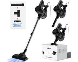 Authmic Stofzuiger met Snoer – Krachtige Zuigkracht, Lichtgewicht Design, Meerdere Opzetstukken, Geschikt voor Alle Vloertypen - Zwart