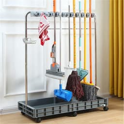 Schoonmaakwagen - Conciërge kar - Huishoudelijk werk - Roestvrij staal - 115 cm hoog - Zilver — thumbnail 1