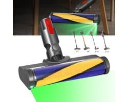 Zachte Rolborstelkop Voor Dyson V7 V8 V10 V11 V15 - LED-Zachte Rollerreinigerkop - Met Groene Led-Reinigingslamp Voor Hardhout Marmer En Tegels