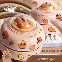 Mini Bureau Stofzuiger - Kleine Cleaner - Bureau Opruimen - Capybara Design - 8.5 cm Hoog - Bruin — thumbnail 4