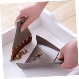 Mini Schoonmaakset - Kleine Bezem Stoffer - Bureau Schoonmaken - Compact Ontwerp - 17 x 15 x 5 cm - Beige — thumbnail 2