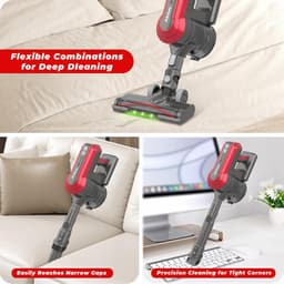 Draadloze Stofzuiger 450W BLDC – 45kPa Zuigkracht & 60 Min | Anti-Tangle LED Power Brush | Lichtgewicht Steel & Hand | Tapijt & Harde Vloer — thumbnail 5