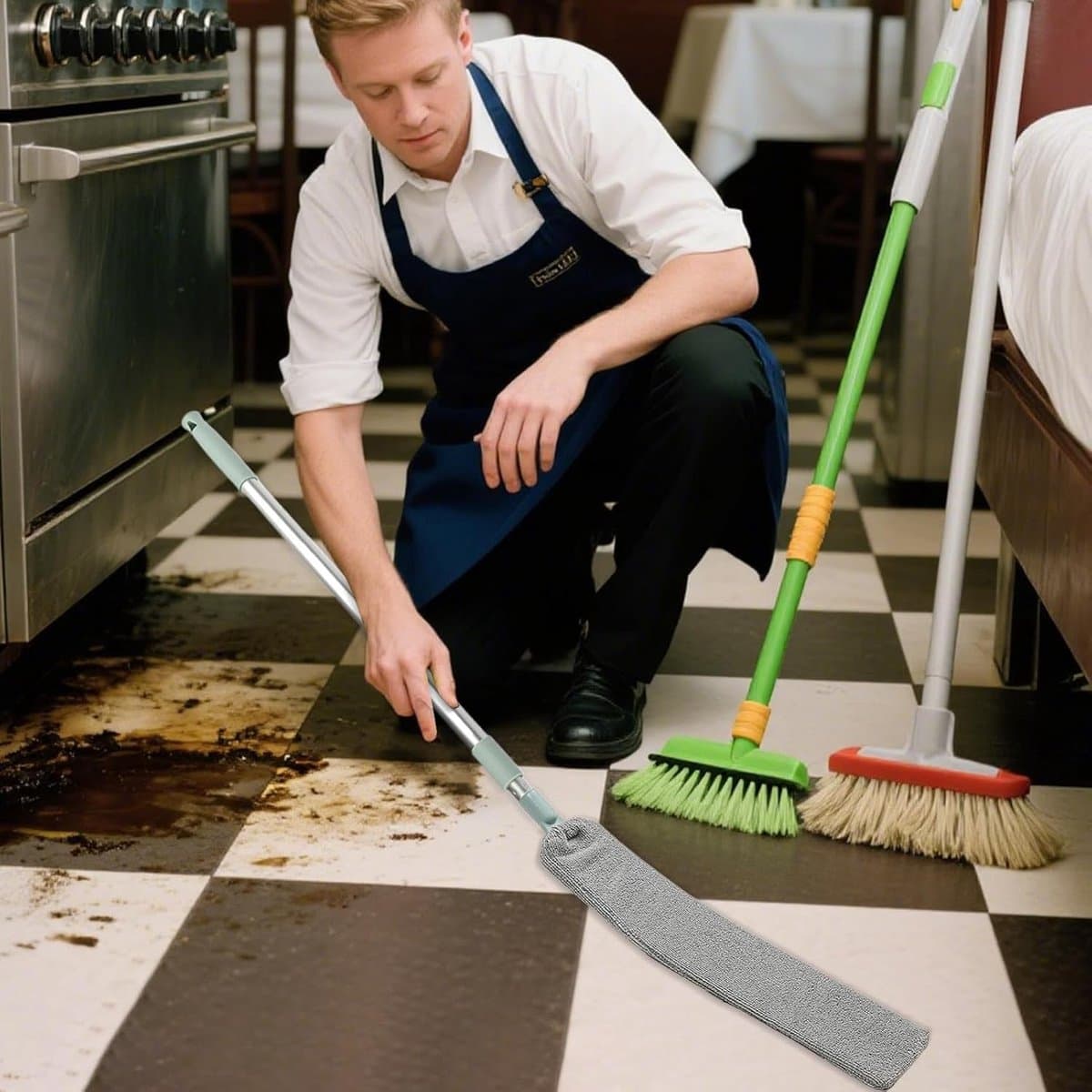 Uittrekbare Stofreiniger - Microvezel Plumeau - Spleten Reinigen - Verstelbare Handgreep - 95 cm - Grijs — afbeelding 1
