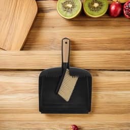 Mini Stoffer Set - Compacte Schoonmaakset - Bureau Opruimen - Bamboe Handgreep - 32.5 cm - Zwart — thumbnail 2