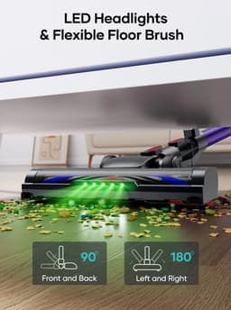 Honiture Y10 Draadloze Steelstofzuiger – 38 kPa – 500W – 45 Min Accuduur – Anti-klit Borstel – LED Verlichting — thumbnail 3