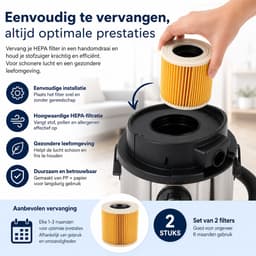 BukkitBow - Set van 2 HEPA Filters Geschikt voor Kärcher WD & MV Serie - Compatibel met WD1, WD2, WD3, MV2, MV3 en meer - Hoogwaardige Luchtfiltratie - 2 Stuks — thumbnail 4