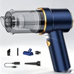 Draagbare handstofzuiger met 120W hoog vermogen en 42000 rpm hoog toerental, uitgerust met led-lamp en meerdere verwisselbare mondstukken, stofzuiger voor auto, woning, kantoor en het opruimen van huisdierhaar — thumbnail 1