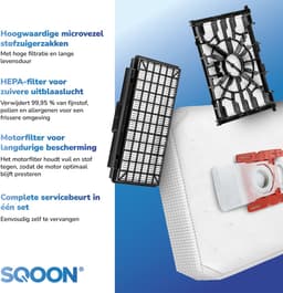 SQOON® Accessoireset geschikt voor Bosch Serie 8 In’genius – 8x G ALL Stofzuigerzakken + HEPA Uitblaasfilter + Motorfilter – Geschikt voor BGL8SIL5, BGL8X329, BGL8PRO2, BGL8PET1 en meer — thumbnail 2