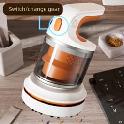 Mini stofzuiger - kleine stofzuiger - Bureaustofzuiger - handstofzuiger voor toetsenborden - Mini bureaustofzuiger - met nylon borstelkop - Geschikt voor toetsenborden/thuis/kantoor - Wit en oranje — thumbnail 3