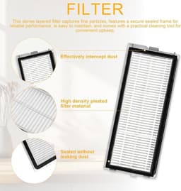 Stofzuigerfilter Compatibel met Roborock Qrevo S Pro, S5V, S, Curv, Edge - 6 Stuks Wasbare HEPA-filters met Reinigingsborstel — thumbnail 2
