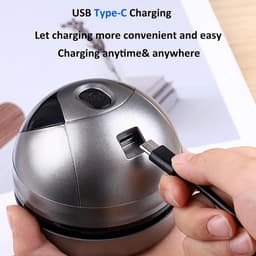 KZQ Stille mini bureaustofzuiger met USB-C opladen - Draagbare palmstofzuiger voor kruimels zaadjes haren en kunststofdeeltjes - Laag geluidsniveau en schattig ontwerp - Grijs — thumbnail 4