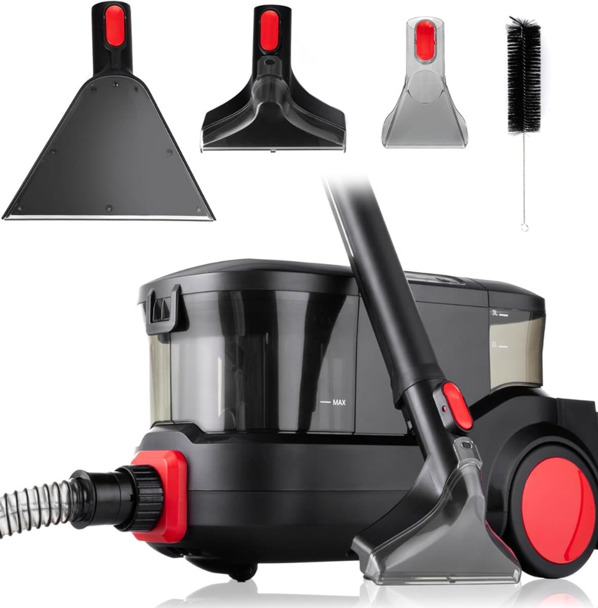 QORA® Tapijtreiniger machine - Tapijtreiniger - Tapijtreiniger apparaat - Zwart/Rood - 52cm x 28cm x 29cm — afbeelding 1
