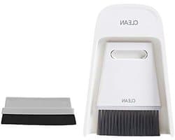 Stoffer en Bezem Set - Mini Veegset - Desktop Schoonmaken - Antisliprand - 19.5 x 13.3 cm - Grijs-wit