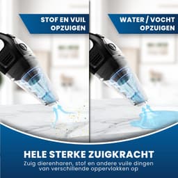 HomeShift Kruimeldief Draadloos - Handstofzuiger - Kruimelzuiger - Nat & Droog - Incl. 5 opzetstukken en 2 HEPA filters - Zwart — thumbnail 3