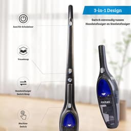 3 in 1 Stofzuiger zonder Zak – Op Accu – Draadloos – Automatisch Oplaadstation – Vacuum Cleaner – Vlekkenreiniger – Blauw — thumbnail 2