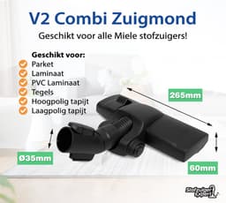 V2 Combi Stofzuigermond geschikt voor Miele + Klik - Vernieuwde A-Kwaliteit Zuigmond - Borstel (AllTeQ vervangende Mondstuk) geschikt voor Alle Miele stofzuigers Guard L1, M1, S1, CX1, C3, C2, C1, S8, S6, S5, S4, S2, S8000, S6000, S5000, S4000, S2000 — thumbnail 3