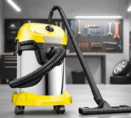 ProPower WD-17/1000 Wet & Dry Stofzuiger 1000W – RVS 17L Tank – Blaasfunctie – Automatische Cartridgefilter – Fleece Filterzak – 2m Zuigslang – Vloer- & Kierenzuigmond – Geschikt voor Thuis, Auto & Werkplaats – Zwart/Geel — thumbnail 5