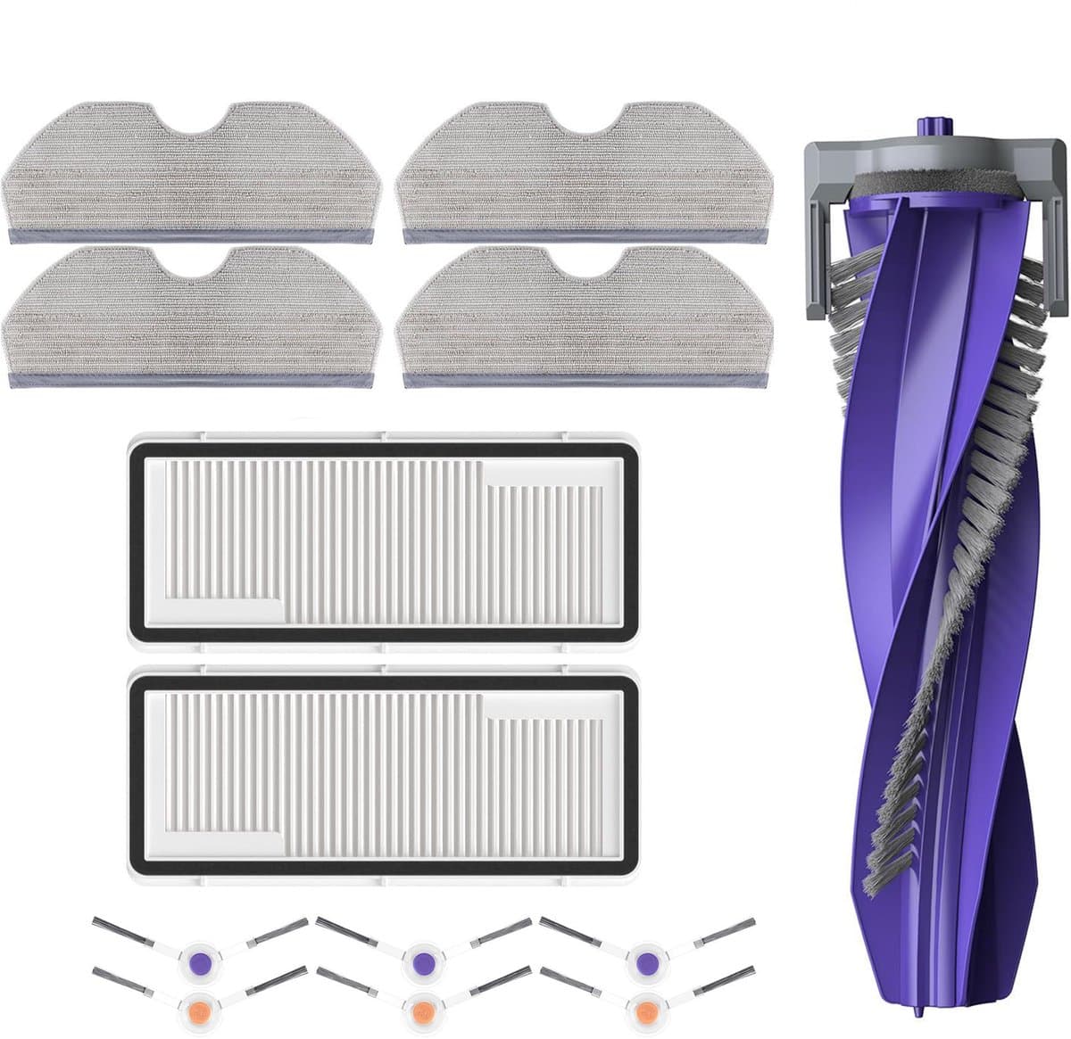 Vervangende onderdelen - 13-delige set accessoires - geschikt voor Narwal Freo X Plus robotstofzuiger - 1 rolborstel, 2 HEPA-filters, 4 dweildoeken, 6 zijborstels — afbeelding 1