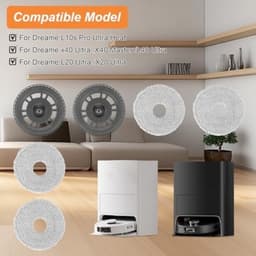 4x wasbare doekjes met 2 houders geschikt voor Dreame L10S Pro Ultra Heat / L10S Ultra Gen 2 / L20 Ultra / L20 Ultra Complete / L40 Ultra / X40 Ultra / X40 Master / X30 Ultra / Mova E30 Ultra — thumbnail 2