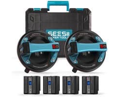 Elektrische Vacuüm Zuignappen voor Glas - Set van 2, 200 mm, LCD-Display, Max. Belastbaarheid 270 kg