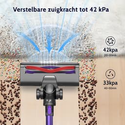 Hiaonyx Steelstofzuiger Draadloos, 42000Pa, Tot 50 minuten werking, Met 2 verwisselbare accu’s, 1,6L stofcontainer, Geschikt voor huisdierenharen en tapijt, Paars — thumbnail 5