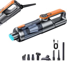 Snoerloze Handheld Autostofzuiger - 17000PA 2 In 1 Vacuum-Luchtpomp - USB Type-C Oplaadbaar - Autodecoratie En Huisdier Haar Reinigingsgereedschap - Krachtige En Compacte Auto Reiniging(oranje) — thumbnail 1