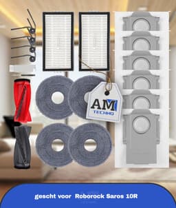 Accessoires gescht voor Roborock Saros 10R stofzuiger,1 hoofdborstels,2 HEPA-filters,6 stofzakken,4 reinigingsdoeken,4 zijborstels (zwart),1 borstel,1 schroevendraaier,20 stuks Accessoirekit — thumbnail 1