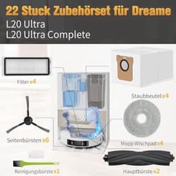 PolkaHome Accessoireset geschikt voor Dreame L20 Ultra / L20 Ultra Complete robotstofzuiger, 6 stofzakken, 2 hoofdborstels, 4 dweildoeken, 4 filters, 6 zijborstels, robotstofzuiger, reserveonderdelen, accessoires — thumbnail 5