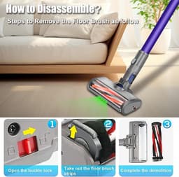 Geschikt voor Dyson Gemotoriseerde borstel compatibel met V6 DC58 DC59 DC61 DC62 gemengde borstelrol voor harde vloeren met groen licht — thumbnail 3