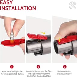 17 Parts Vervangende Vergrendelknop met Veer voor Dyson V7 V8 V10 V11 V15 – Compatibel met Verlengbuis en Reinigingskop – Rode Bevestigingsclip voor Elektrische Aandrijvingen – Set van 2 Knoppen + 2 Veren — thumbnail 2