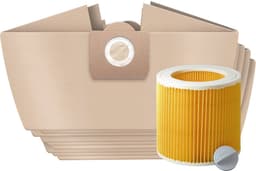 10x Dparts stofzuigerzakken en 1 filter - geschikt voor Karcher WD3 en MV3 series - met patroonfilter - nr. 6.959-130.0 - 69591300 - 6.414-552.0 — thumbnail 1