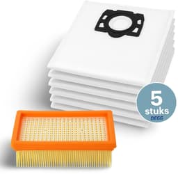 DEGG® - Stofzuigerzakken (5 stuks) + Vlakfilter - Geschikt voor Kärcher WD4, WD5, WD6, MV4, MV5, MV6 | Vervangt: 2.863-006.0 & 2.836.005.0 — thumbnail 1