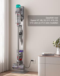 LotaHome - Vloerstandaard voor Steelstofzuiger – Oplaadstation - Stofzuigerstandaard voor Dyson – Stabiele Metalen Vloersteun voor Stofzuiger – Ruimte voor Draadloze Stofzuigeropzetstukken en Accessoires – Dyson Handheld – Ophangsysteem - Zilver — thumbnail 2
