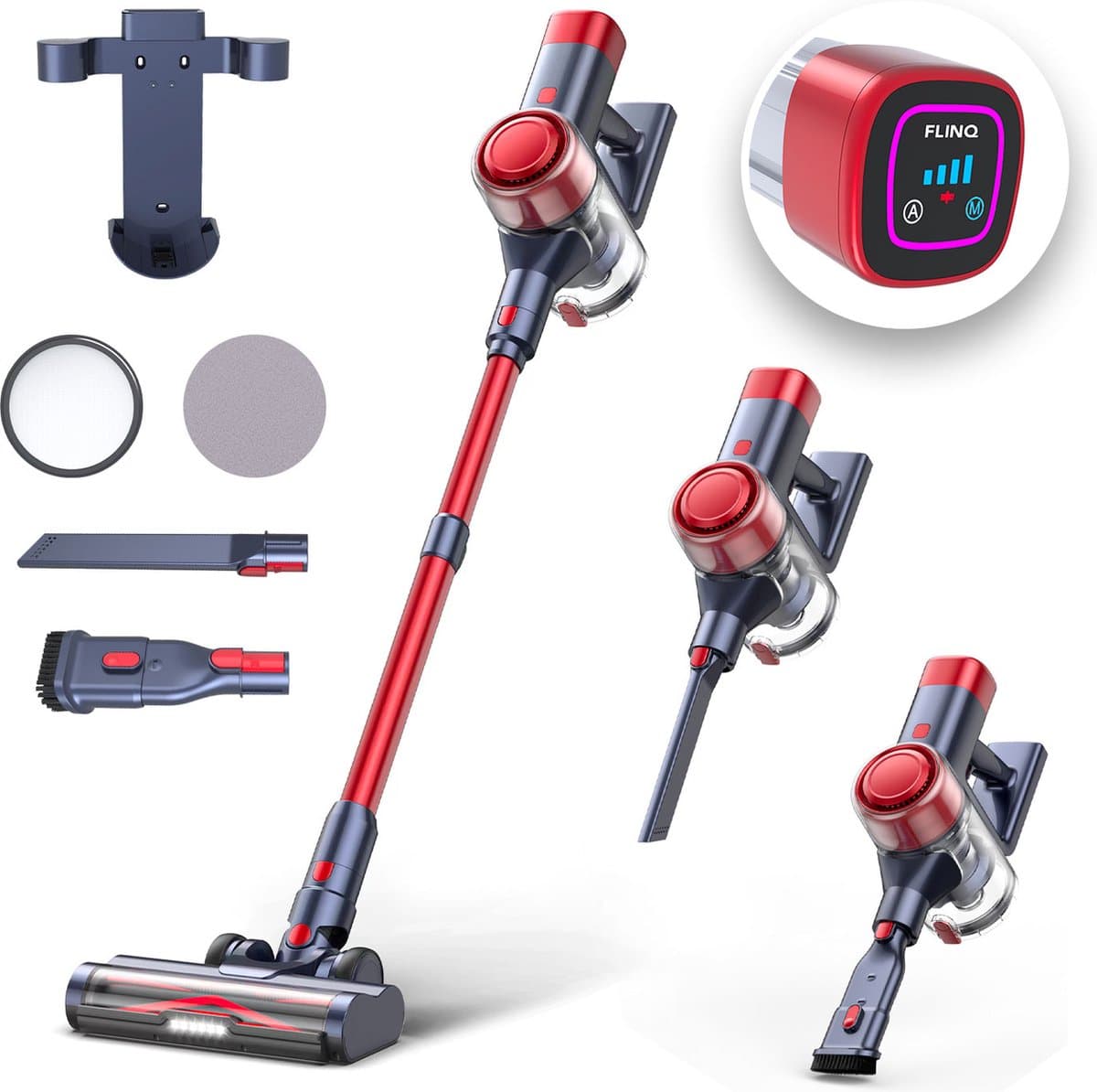 FlinQ Vacuum Cleaner V12 Pro - Steelstofzuiger Draadloos - Stofzuiger zonder Zak - Met Duurzame Accu - Snoerloos en geschikt als Kruimeldief — afbeelding 1