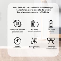 2 in 1 Steelstofzuiger – Draadloos – Stofzuiger zonder Zak – Op Accu – Inclusief Opzetstukken – LED Verlichting – Uitschuifbaar – Blauw — thumbnail 4
