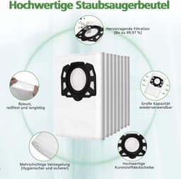 12x Stofzuigerzakken geschikt voor Kärcher WD 2 Plus - WD 3 - KWD 1-3 - MV 3 - SE 4001/4002 - KFI 357 - 3-Laags Vliesfilter - Scheurvast - Reserveonderdelen Pakket — thumbnail 5
