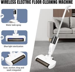 Cellista Nat Droog Stofzuiger 3-in-1 - Draadloze Steelstofzuiger - Sproeimop - Vloerreiniger - Met Watertank 550ml - 2000mAh — thumbnail 2