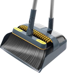 Stoffer en blik - Vegen set - Huishoudelijk schoonmaken - Lange steel verstelbaar - N.v.t. - Grijs — thumbnail 1