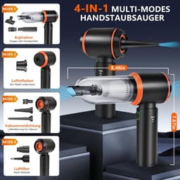 Handstofzuiger Draadloos - Mini Stofzuiger - Auto Keuken Thuis - 4-in-1 Multifunctioneel - 30 Min Werktijd - Zwart — thumbnail 5