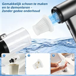Kruimeldief - Auto Stofzuiger - Zuigen & Blazen - Handstofzuiger - Auto Stofzuiger Draadloos - 7 Opzetstukken - 16000Pa - Air Duster - Grijs — thumbnail 5