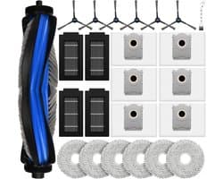 24-delige vervangingsset voor Ecovacs Deebot T50 Pro Omni / T50 Pro Omni Gen2 / T50 Omni robotstofzuiger, inclusief 1 hoofdborstel, 6 stofzakken, 4 filters, 6 zijborstels, 6 dweilpads en 1 reinigingsaccessoire