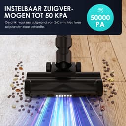 Elekiatech - Steelstofzuiger Draadloos - 50000Pa - 100 Min Gebruikstijd - 1.8L Stofbak - LED display – voor Harde Vloeren, Tapijt en Dierenharen - Zwart — thumbnail 5