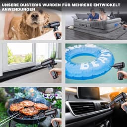 FloraGrace Kruimeldieven - Draadloze Handstofzuiger voor Auto, Huis en Kantoor, Blazen en Zuigen, Krachtige Zuigkracht, Draagbare Stofzuiger, ABS, Zwart — thumbnail 2