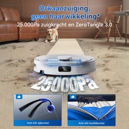 ECOVACS DEEBOT T30e OMNI Robotstofzuiger met dweilfunctie- 25.000 Pa- OZMO Turbo 2.0 dweilen- ZeroTangle 3.0 anti-klit-Triple-V-hoofdborstel- Omni-station-Wit–1000ml Schoonmaakmiddel — thumbnail 5