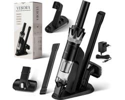 Vesora® 3-in-1 Kruimeldief - Kruimelzuiger Snoerloos best verkocht - Krachtige Handstofzuiger met Opzetstukken en Steel - Ook Voor Dierenharen - Stofreiniger - Autostofzuiger - Air Duster - HEPA-filter - Draadloos - Zwart / Zilver
