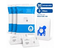 Kleanburg® - Stofzuigerzakken geschikt voor Miele GN 3-D - Classic C1, Complete C2, Complete C3, Cat and Dog - 30 Stofzuigerzakken en 6 Filters