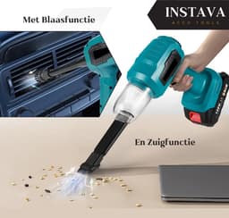 Instava - Accu Auto Stofzuiger incl. 2x Accu (2.0Ah) - Geschikt voor Makita 18v Accu - Handstofzuiger Draadloos - Autostofzuiger - Kruimeldief - Mini Stofzuiger — thumbnail 4