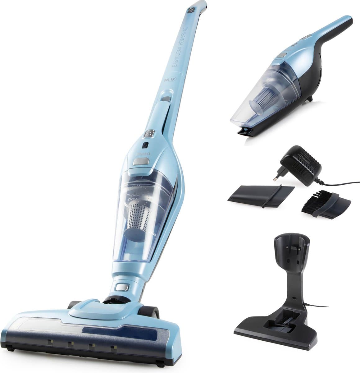 PRIMO PR507SV Steelstofzuiger Draadloos 2-in-1 - Stofzuiger Zonder Zak - Kruimelzuiger - HEPA Filter - Blauw — afbeelding 1